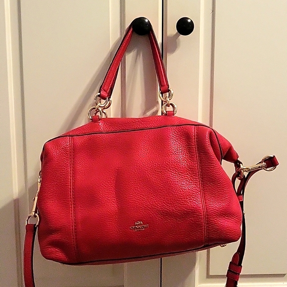 Coach coral/magenta Lenox satchel w/crossbody strap - Picture 2 of 5
